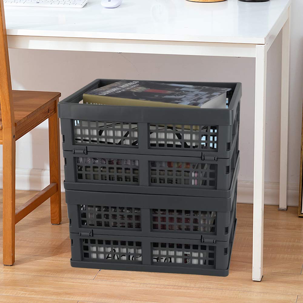 cassette pieghevoli, in plastica, confezione da 3, colore: grigio