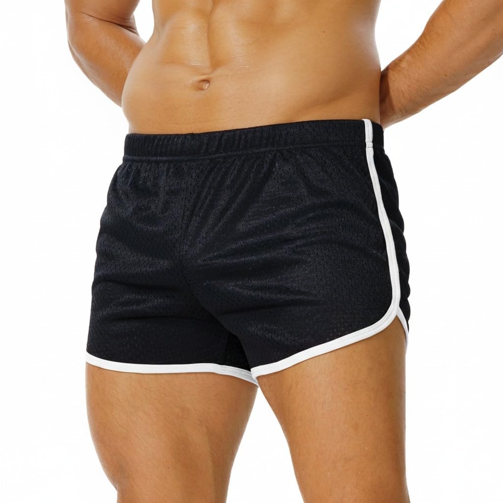 AIMPACT Sporthose Herren Kurz 3 Inch Retro Mesh Turnhose Herren Kurz Atmungsaktiv für Bodybuilding Gym Laufen Training Fitness