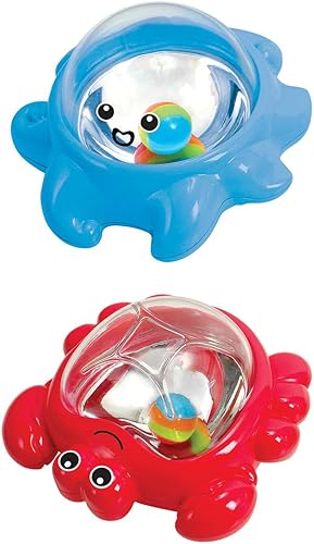 PlayGo Juguete de baño para bebé con sonajero de pulpo y cangrejo | Juego de juguetes de animales de plástico flotante | Regalos divertidos