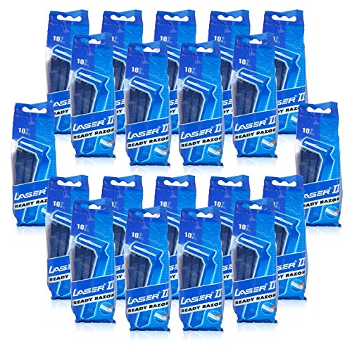 200X LASER II TWIN BLADE MENS DISPOSABLE RAZOR BLADES *20 PACKS OF 10*