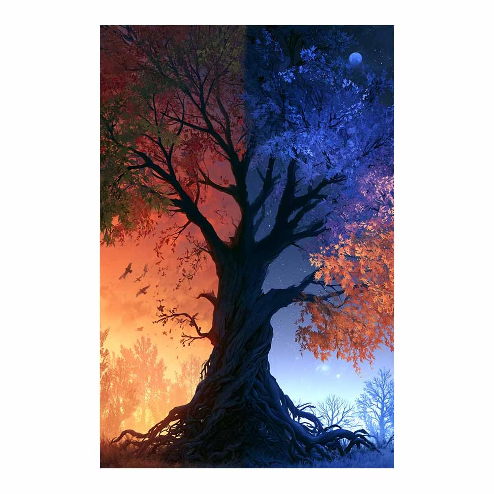 HOQIU Print Canvas Poster Decor Turquoise textured tree canvas prints, nature wall art, for Bathroom Home Office Decor(Multicolor)-80x120cm Unframed