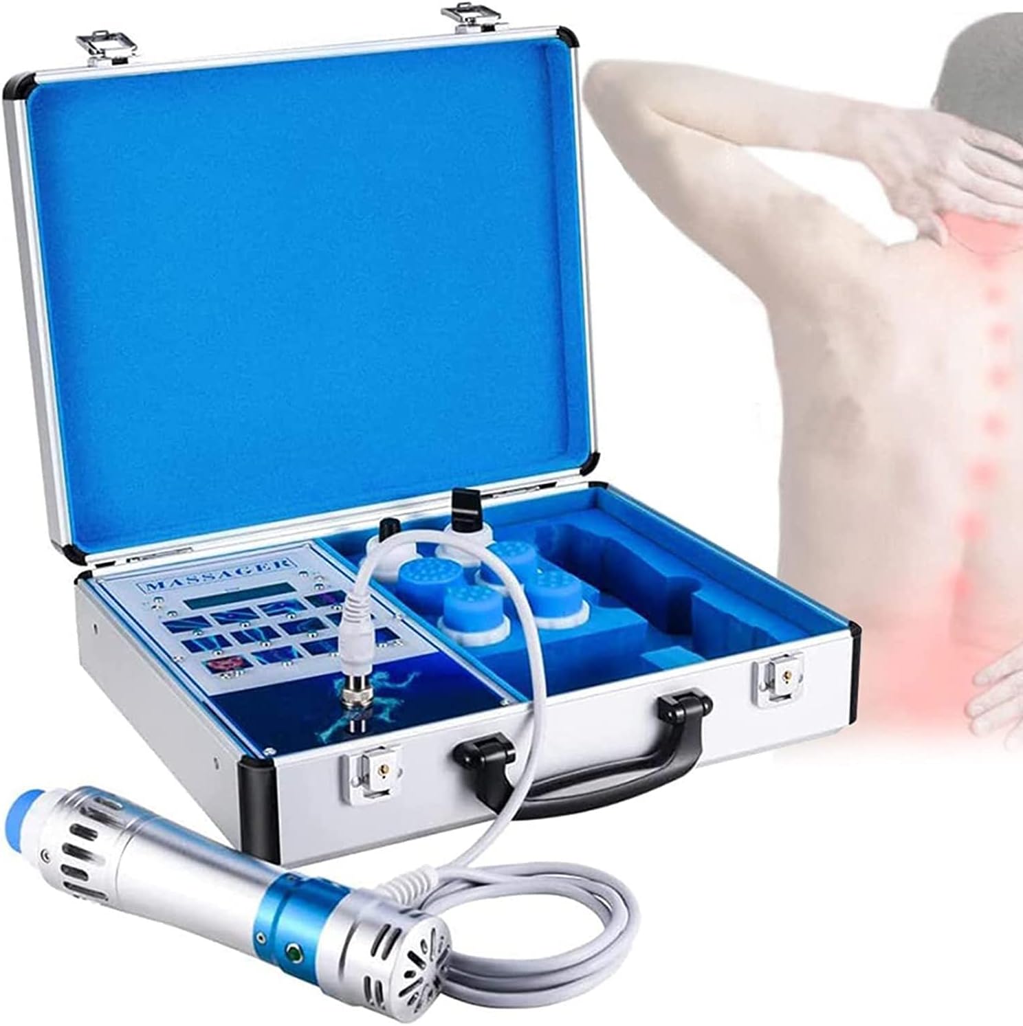 Professional Shockwave Machine ED Extracorporeal Shockwave Therapy Machine Muscle Stimulator, for Therapy Pain Relief Massage Body-Shaping and ED Treatment with 7 Massage Head