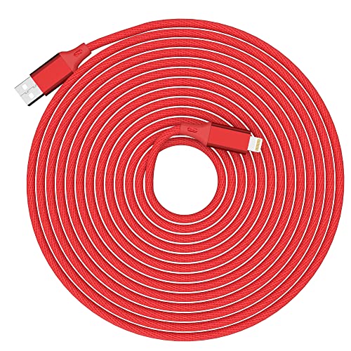 Cable Lightning extra largo de 20 pies Cable de carga para iPhone Apple MFi Certificado Cable de cargador rápido Apple 6m para iPhone 14/13/12 Pro/11/Xs Max/Xr/X/8/7/6s Plus/SE/iPad Air/Mini (Rojo) Cover
