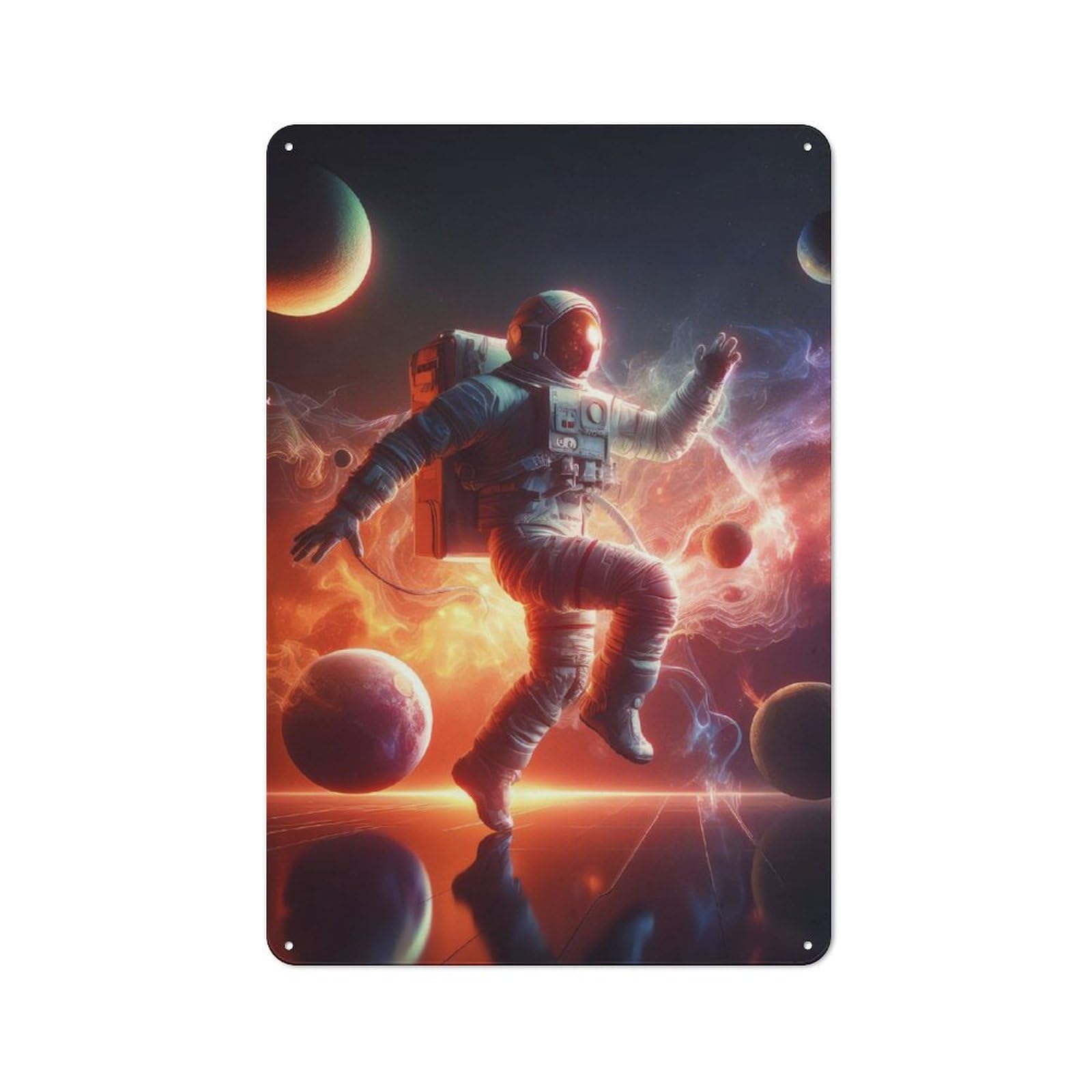 Junmoney Astronaut In Space Retro-Style Tin Sign 30X20cm For Man Cave Or Games Room, A Metal Wall Feature For Games Rooms And Man Caves