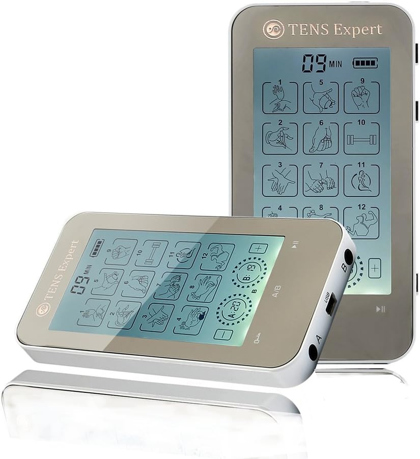 TENS Unit and EMS Muscle Stimulator (2 in 1) by CieAnk, Rechargeable TENS Machine for Body Massage and Pain Relief, 2 Separate Channels, 12 Modes and Touch Screen by CieAnk