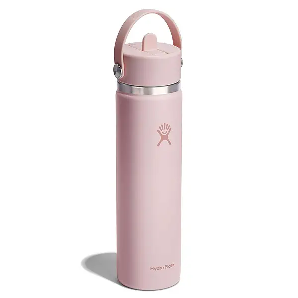 Hydro Flask Water Bottle - Insulated Stainless Steel - Wide Straw Lid, Non Spill, Leakproof in 24 Oz Trillium Pink 2