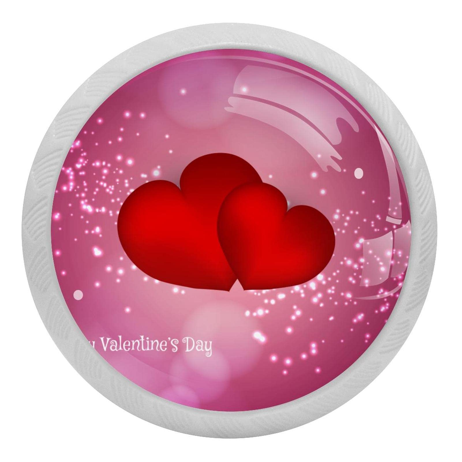 Poignées de tiroir de commode rondes fluorescentes bouton de meuble cœur rouge x4