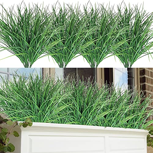 Szjias Fake Grass Plant Artificial Wheat Grass Plants Bushes Plastic Plants For Outdoors Uv Greenery Filler (8 Pcs) #TOP28