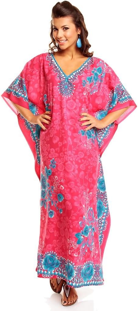 Looking GlamNew Ladies Oversized Maxi Kimono Kaftan Tunic Kaftan Dress Free Size