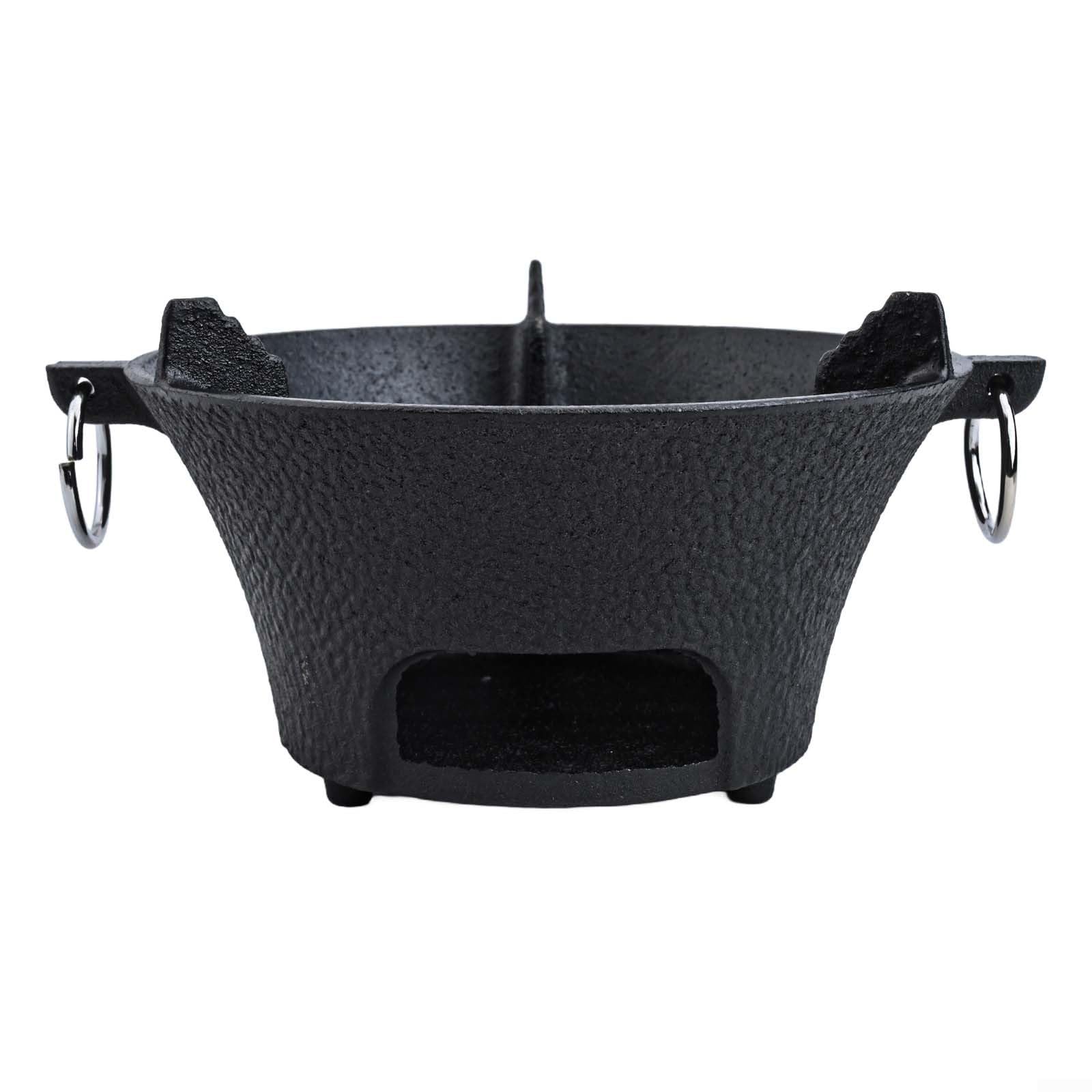 Estufa de carbón de hierro fundido, parrilla coreana portátil para barbacoa y horno japonés con base gruesa para calentamiento uniforme, cocina compacta para acampar al aire libre, negro (19,5 cm)