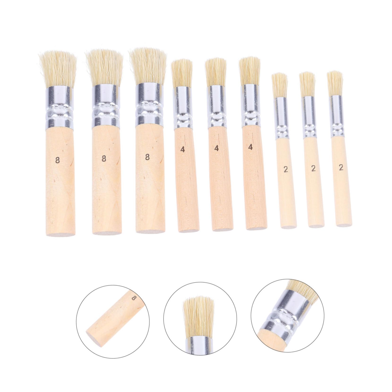 NUOBESTY 3 Set Pastelli A Pennello Pennelli Acrilici Per Dipingere Pittura Painting Adorn Craft Stencil Per Mobili Pennello Per Stampini Per Stencil in Setola Pelo Di Maiale 3set*3