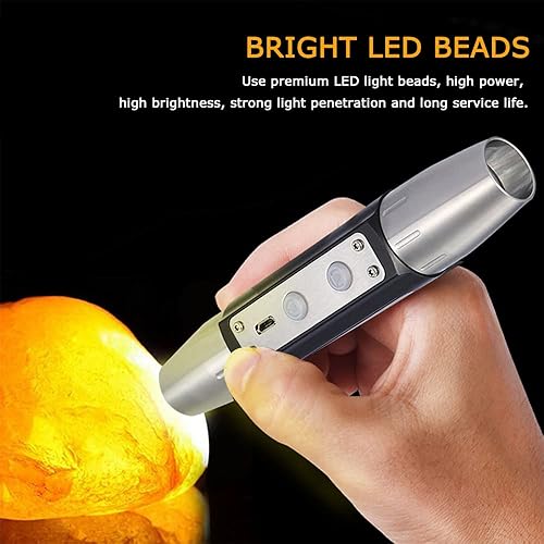 Miniatura 4 de Watris Veiyi Linterna de jade experto, luz de evaluación de jade, antorcha de identificación de joyas, 4 fuentes de luz de doble cabeza, linterna