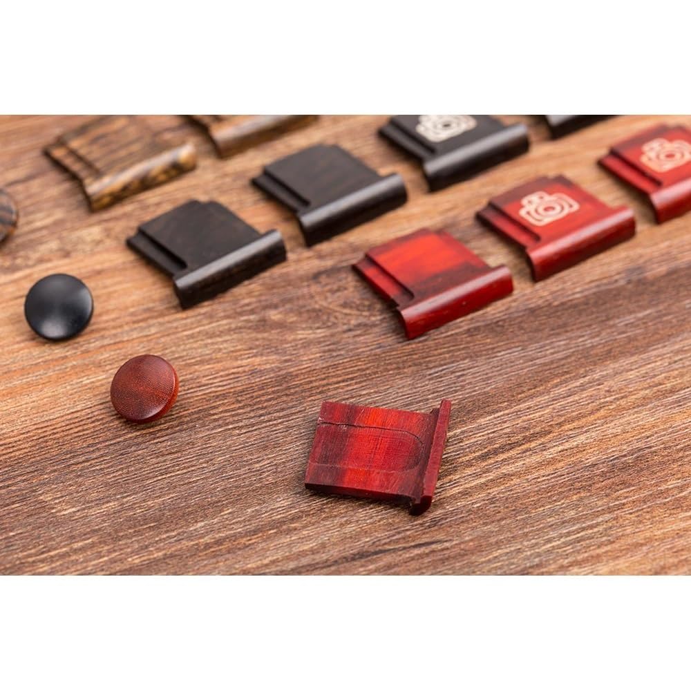 MINZIHAO Wooden Surface Camera Soft Shutter Release Button with hot Shoe Cover, Suitable for XT20 X100F X-T2 X100T X-PRO2 X-T10(Yellow Button)