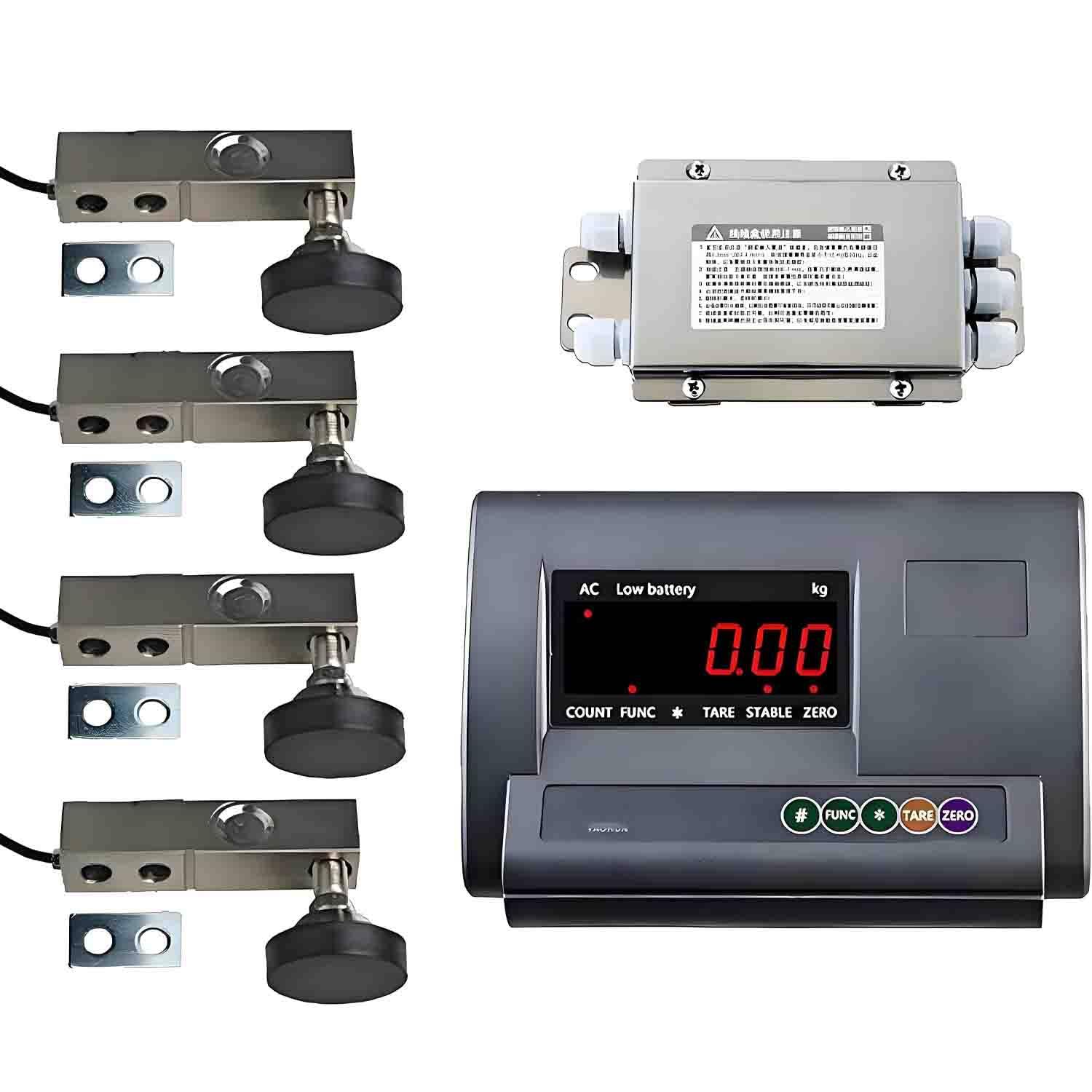 UORDBY High Precision Livestock Scale Kit, Scale Load Cell Scale Kit Platform, Load Weighing Indicator, with 4 Load Cells and Connection Box, for Cattle Sheep Pig Goats 5000kg