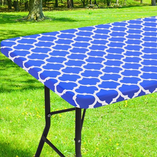 Smiry Picnic Fitted Table Cover, 5 Foot Flannel Backed Vinyl Tablecloth by Smiry - Used condition - US$13.86
