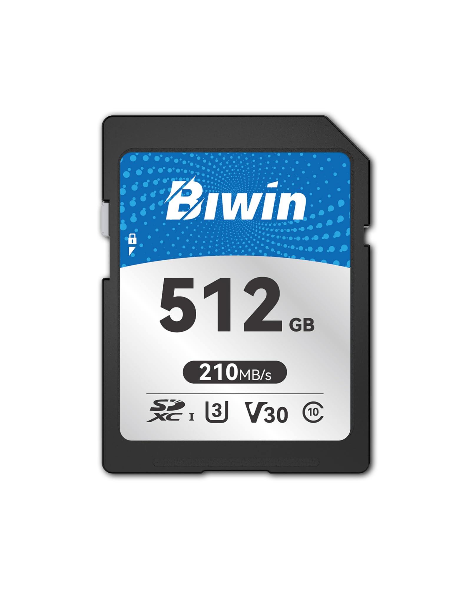 Carte SD Biwin SD210, 512 Go, SDXC V30 UHS-I, Classe 10, jusqu'à 210 Mo/s en Lecture. Robuste, Compatible 4K UHD. Idéale pour créateurs.