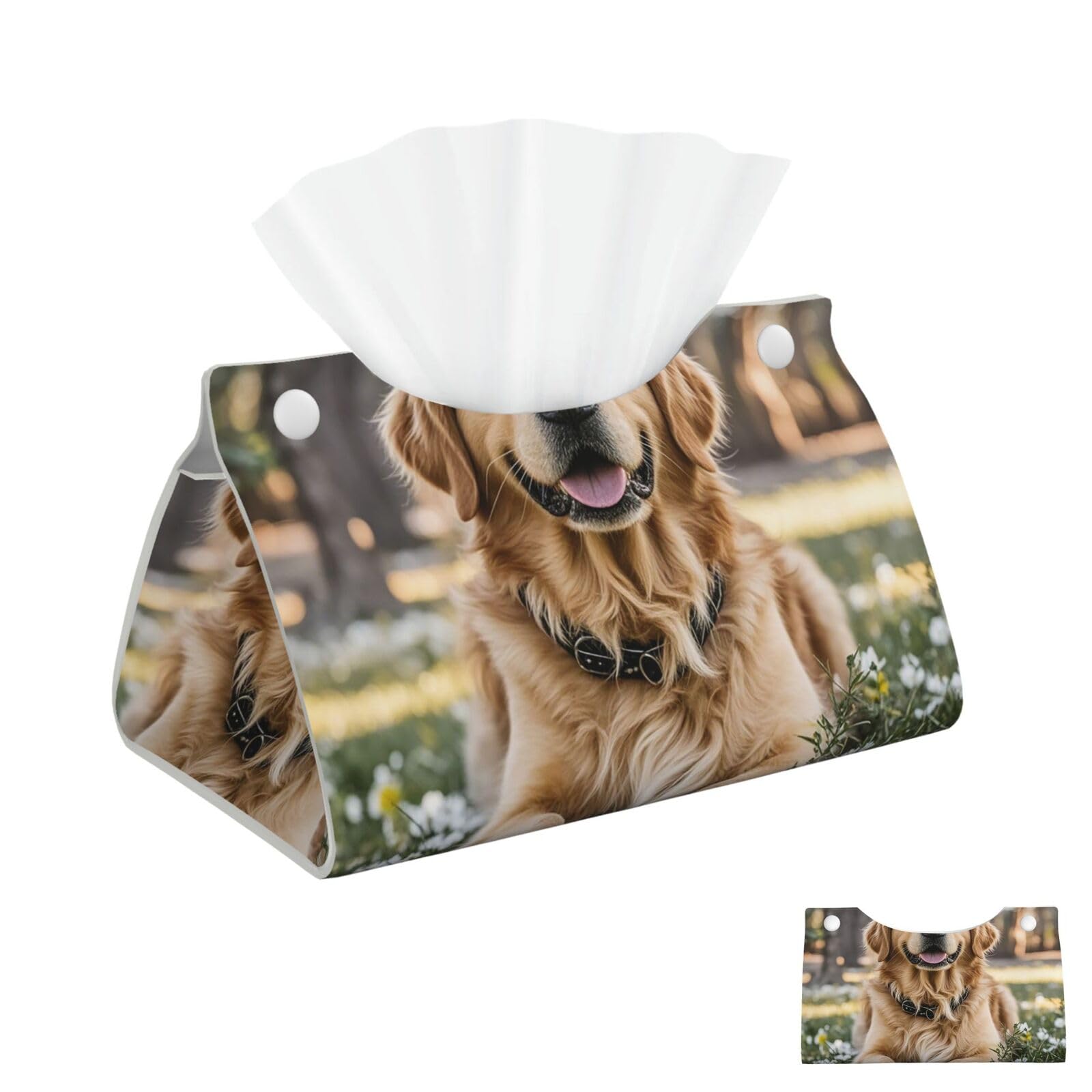Golden Retriever Tissue Box Cover Square Cube Boxes