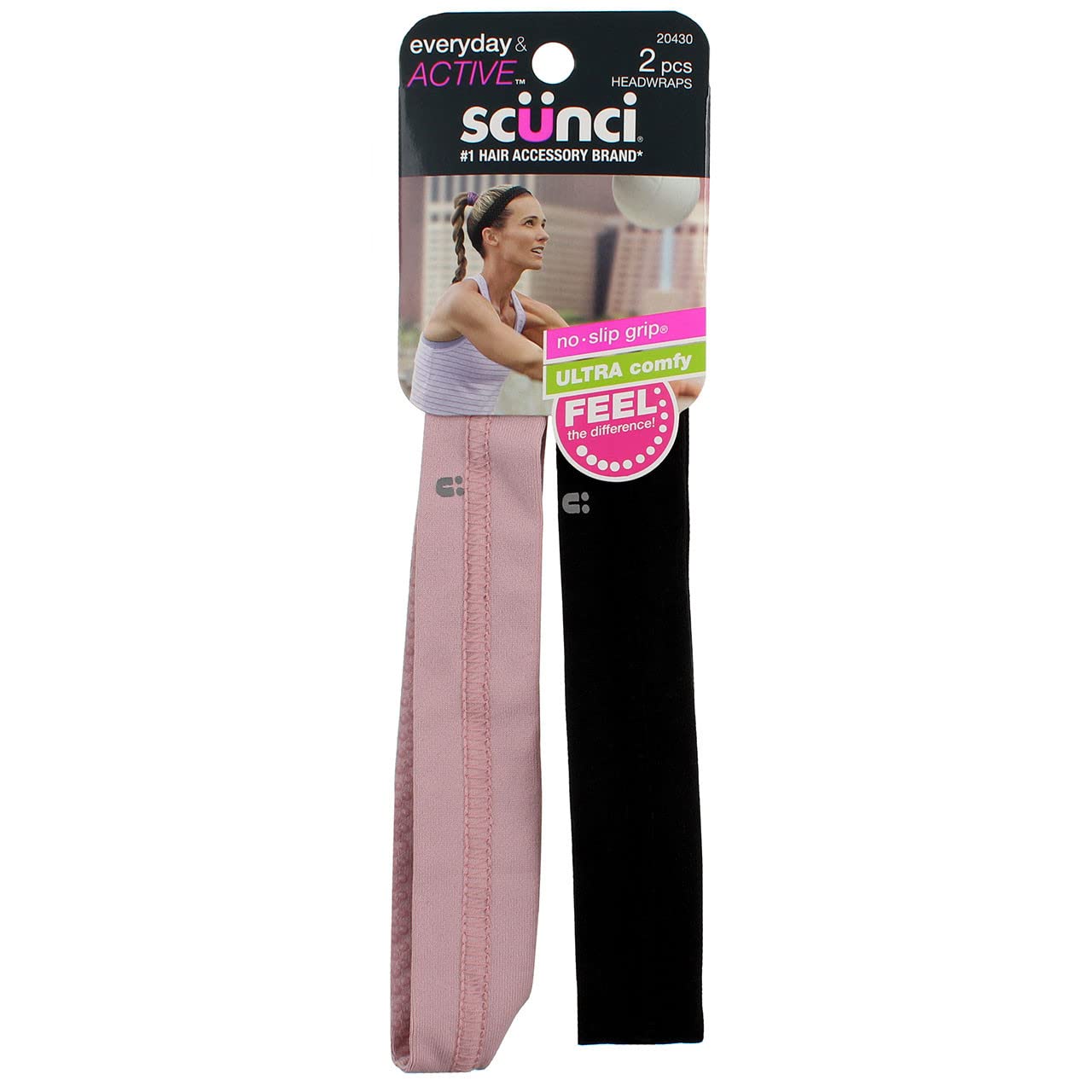 Scunci No-Slip Silicone Headwraps Polka Dot Navy 2 Count