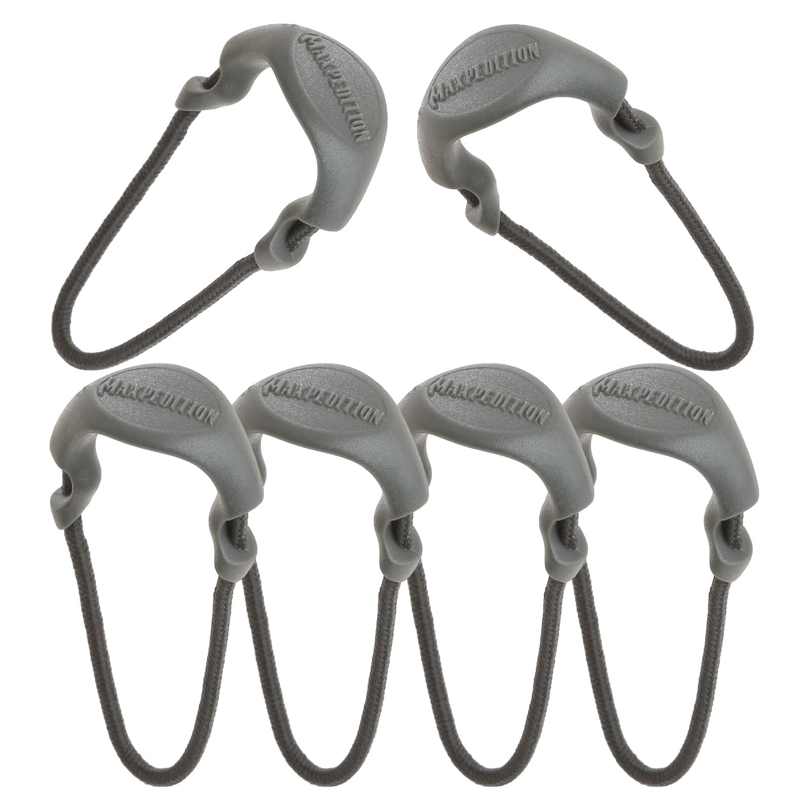 MAXPEDITION Positive Grip Zipper Pulls (Large, Gray) Pack of 6, Zipper Pull Replacement for Tactical Backpack, EDC Pouch, Bug Out Bag & Luggage, Sling Pull Tab, PZLGRY