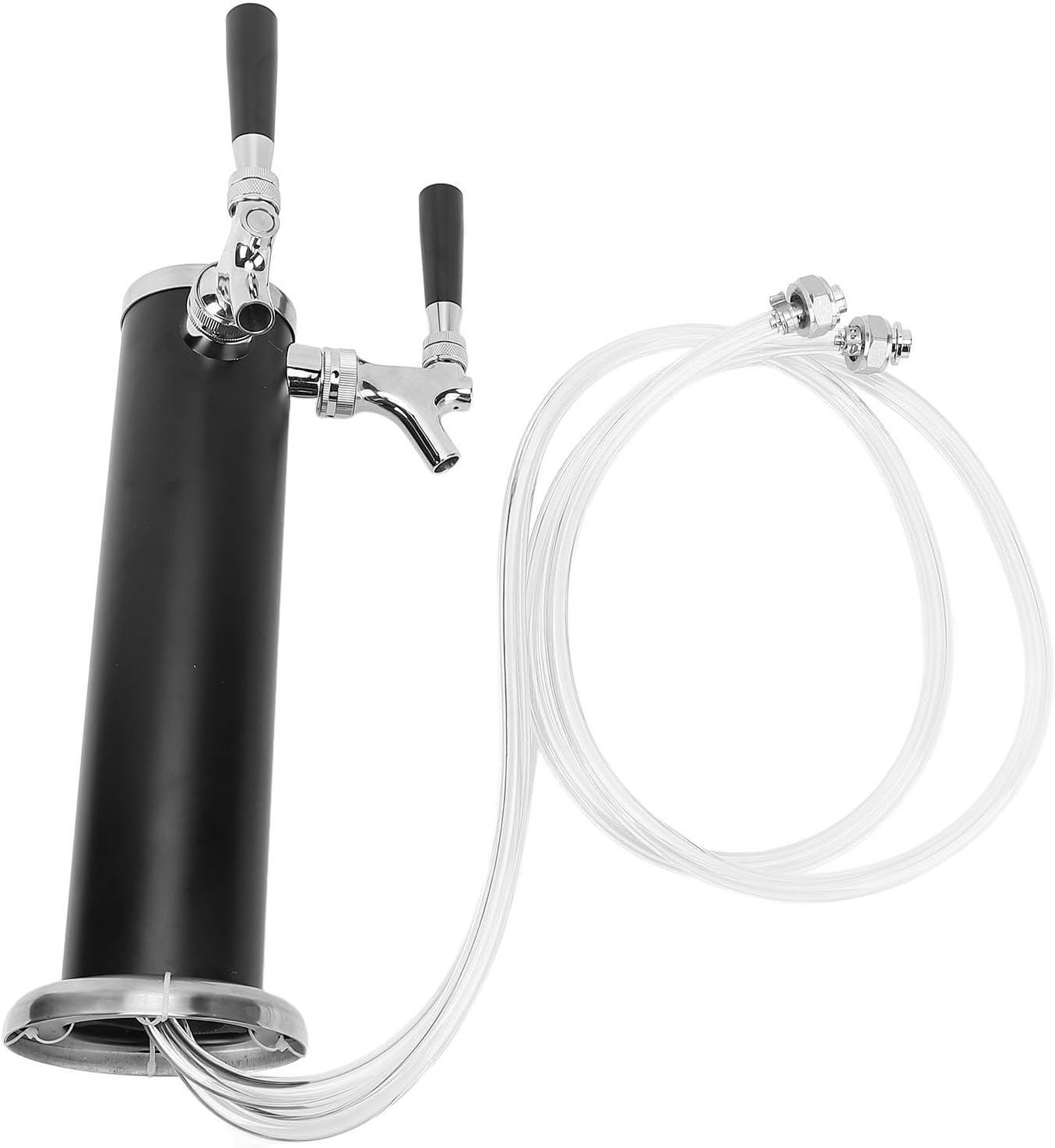 ZJchao Dual Tap Beer Kegerator Tower Premium Stainless Steel Double Faucet Draft Beer Dispenser for Commercial Bars Restaurants and Home Use 12.2x4.3 Inches (Black)