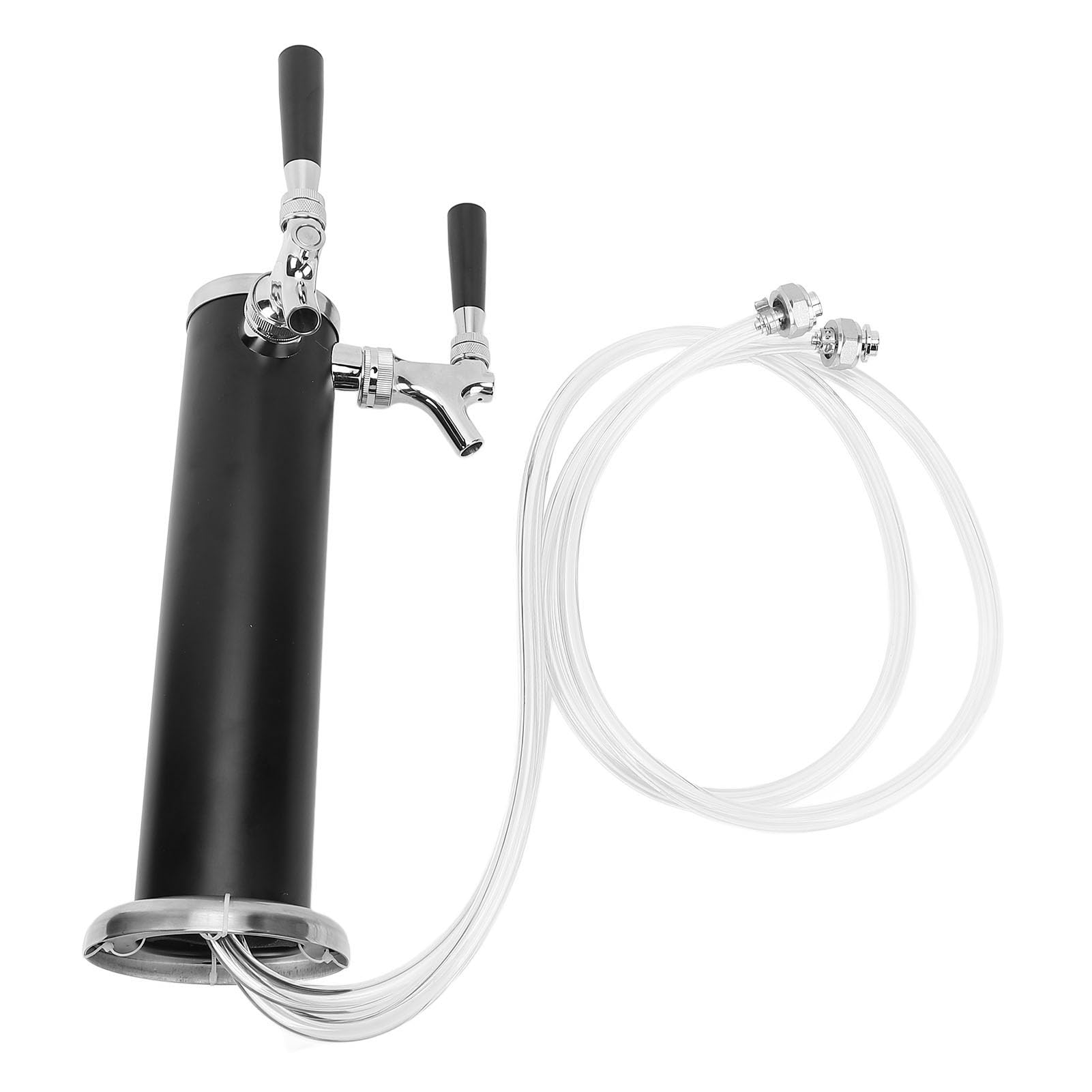 Torre Kegerator de Cerveza de Doble Grifo, Dispensador de Cerveza de Barril de Acero Inoxidable para Fiesta, Bar, Restaurante, Construido para Durar con Control de Flujo Estable, (Negra)