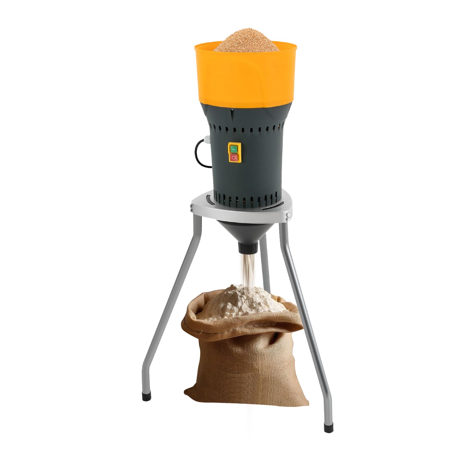 Elektrische Getreidemühle, 220V Elektrische Maismühle mit Trichter, 19000RPM Landwirtschaft Schleifmaschine mit 5 Mahlsiebe für Reis Mais Getreide Kaffee Weizen (25L)