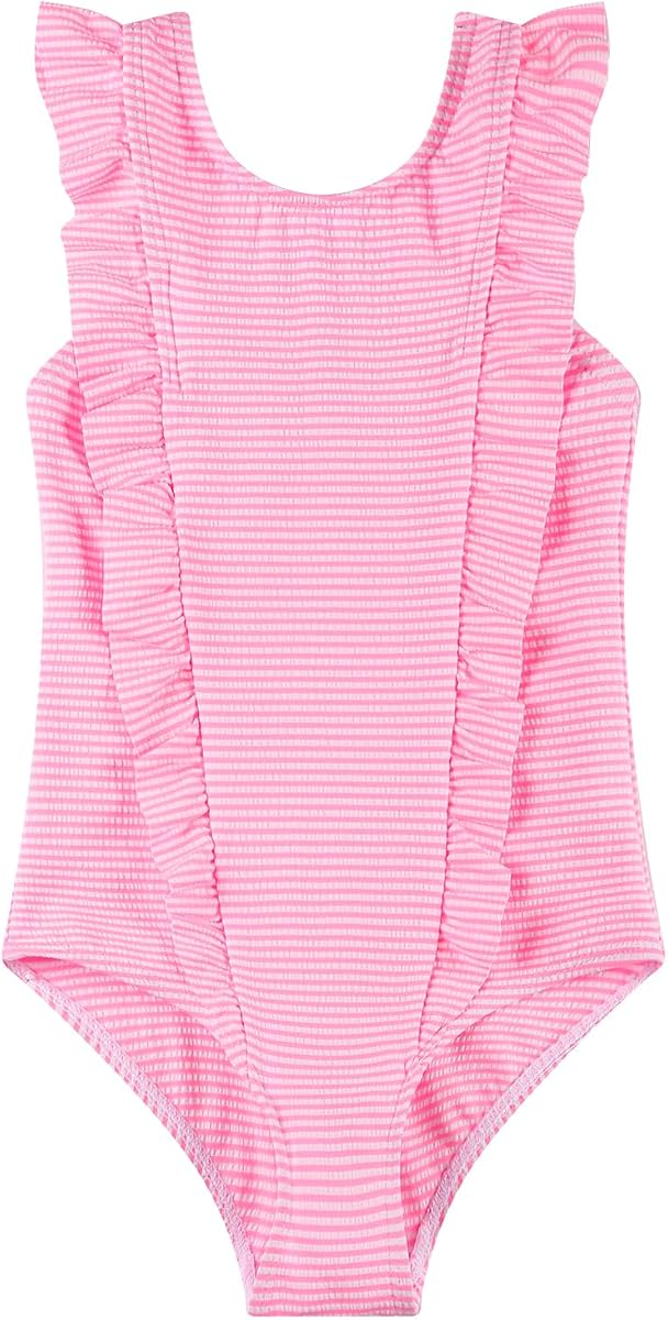 LIZENS Traje de baño para niñas Traje de baño festoneado de una Pieza con Volantes Traje de baño para niñas Estampado