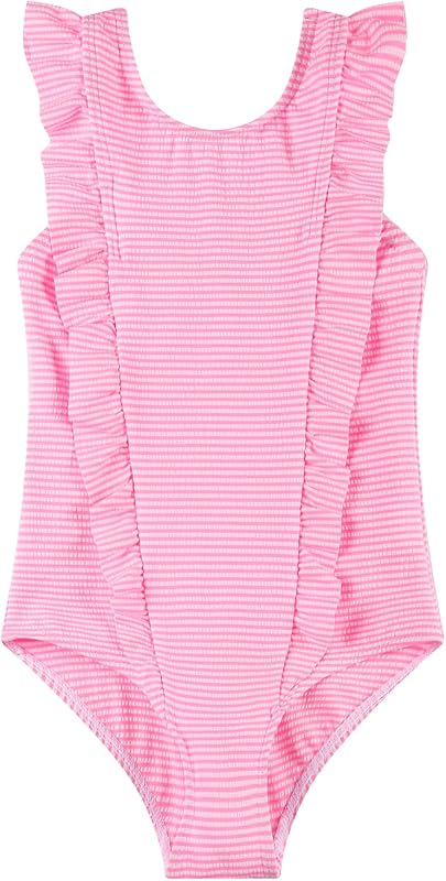 LIZENS Traje de baño para niñas Traje de baño festoneado de una Pieza con Volantes Traje de baño para niñas Estampado