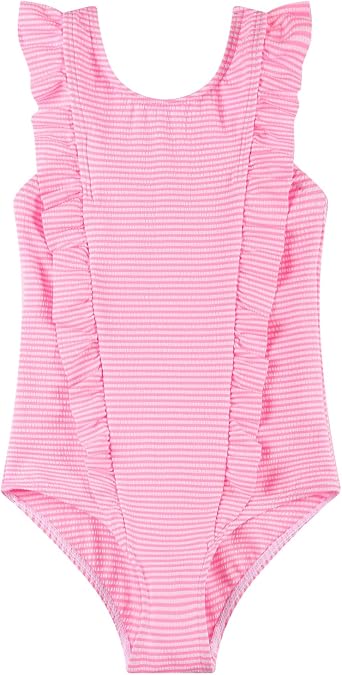 LIZENS Girls Swimsuit Kids Scalloped One Piece Ruffle Swimsuit Girls Swimwear Print