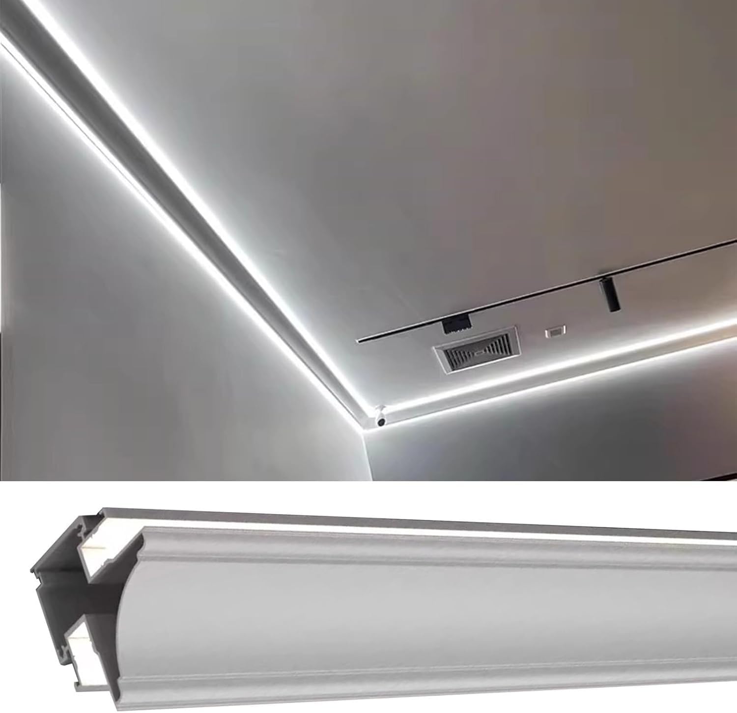 Wkładki sufitowe LED z podwójnym kanałem świetlnym do profili aluminiowych - pośrednie rozwiązanie oświetleniowe