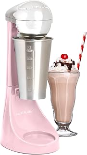 Nostalgia Two-Speed Electric Milkshake Maker and Drink Mixer with 16-Ounce Stainless Steel Mixing Cup and Rod, Pink