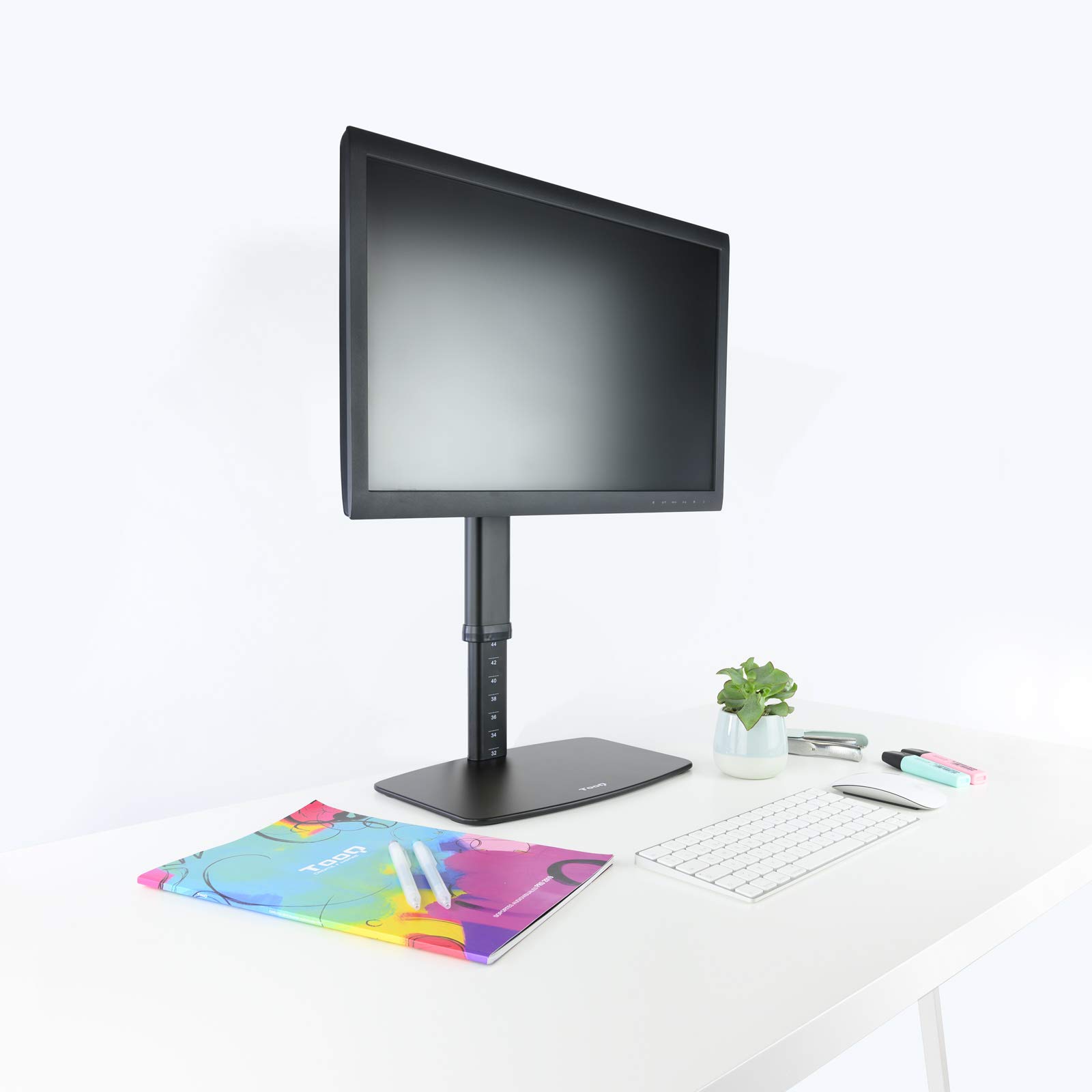 TooQ DB1127TN-B - Supporto da tavolo con regolazione in altezza per schermi da 17” a 27”, colore nero