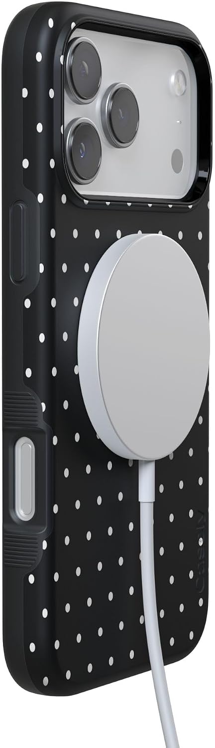 Casely iPhone 17 Pro Max Case | On The Dot | Black Polka Dot | Bold Protective Design | MagSafe Compatible Design