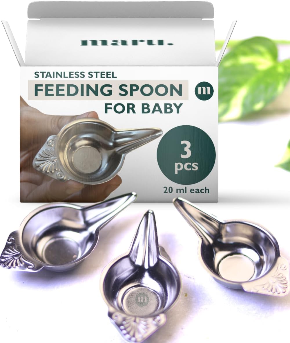 MARU Paladai for Baby Feeding Set of 3-20ml Each, New Born Baby Essentials - Multiple Uses as Milk Feeder, Medicine Dropper & Feeding Spoon - Perfect for Newborns and Babies Age 6 to 12 Months