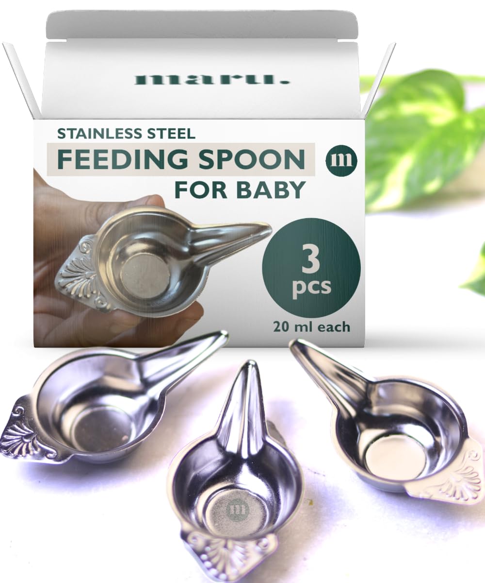 MARUPaladai for Baby Feeding Set of 3-20ml Each, New Born Baby Essentials - Multiple Uses as Milk Feeder, Medicine Dropper & Feeding Spoon - Perfect for Newborns and Babies Age 6 to 12 Months