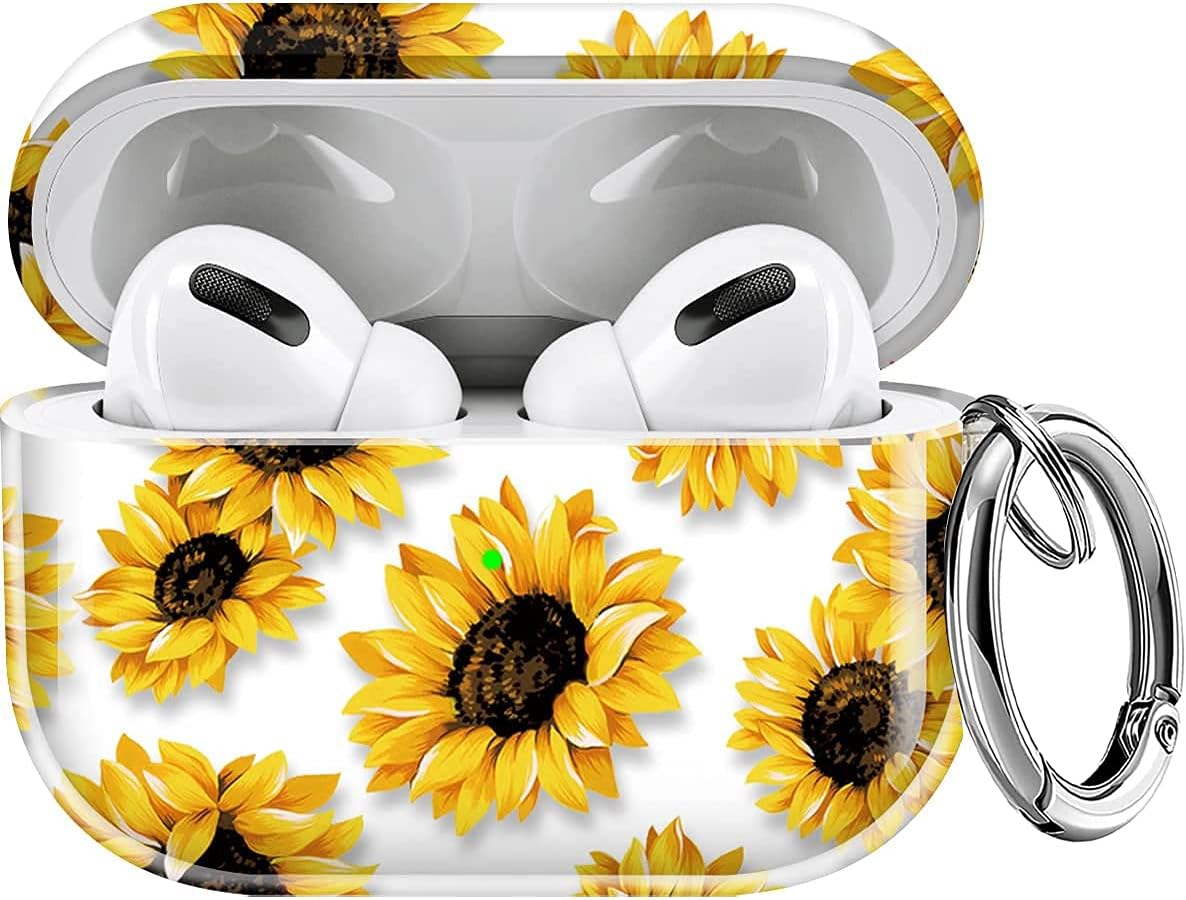 Maxjoy for AirPods Pro Case with Keychain,Clear Sunflower