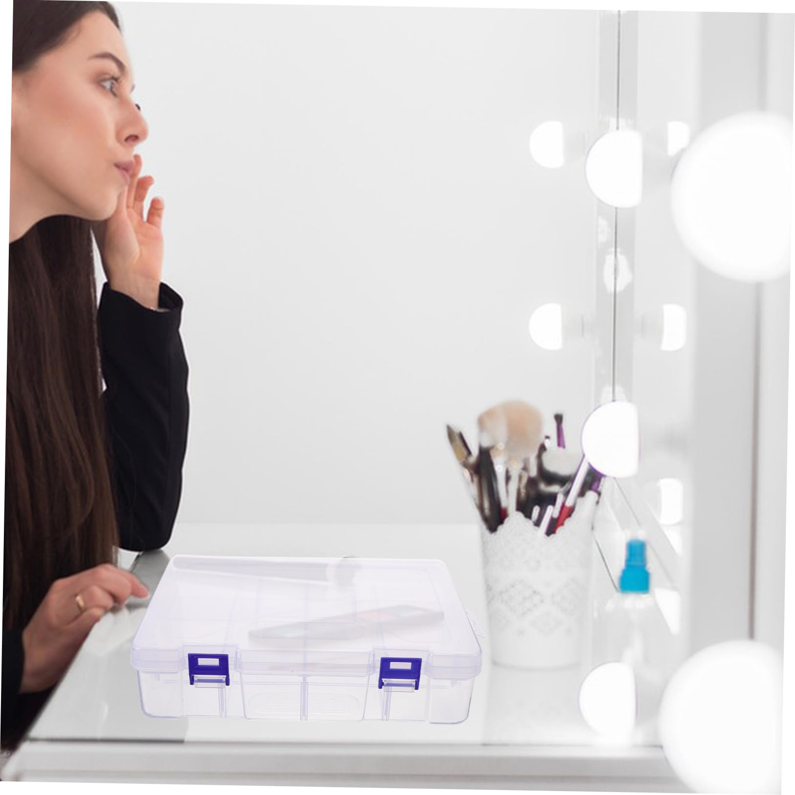 DOITOOL 4 Piezas Caja de Almacenamiento Plástica Transparente con Compartimentos Organizador de Accesorios Nail Art y Clasificación