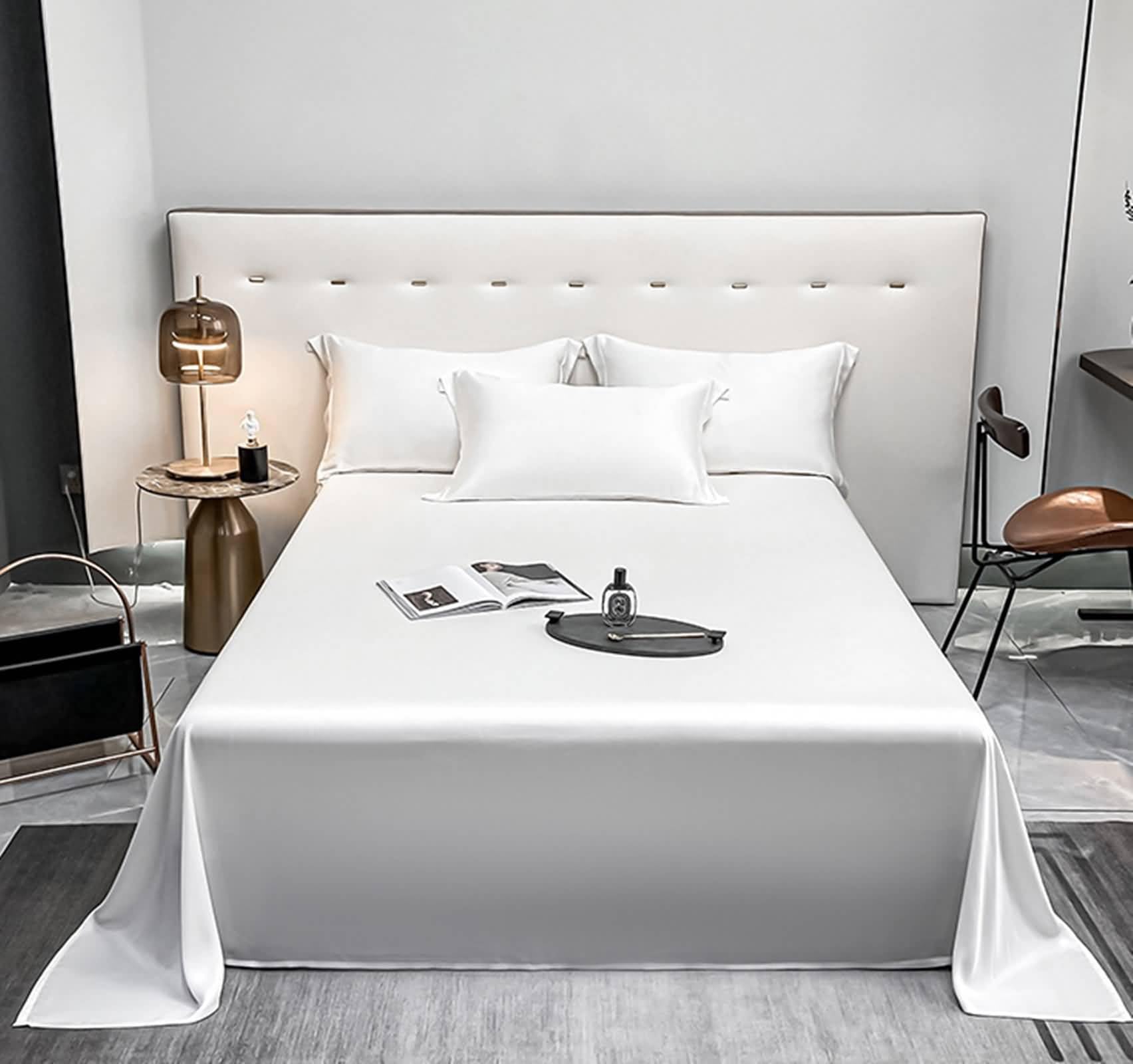 KnSam Copriletto copripiumino, 245 x 265 cm, bianco, plaid in Lyocell Fibers, coperta, coprimaterasso setoso, fresco e morbido