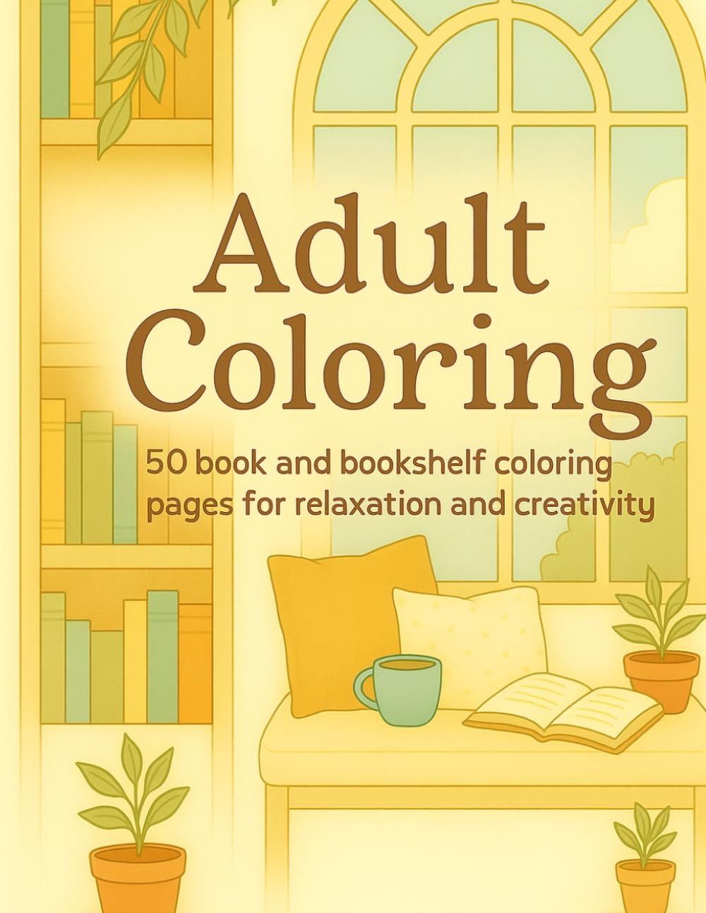Adult coloring 50 book and bookshelf coloring pages for relaxation and creativity: 50 Book & Library Coloring Pages for Adult Relaxation and Creativity