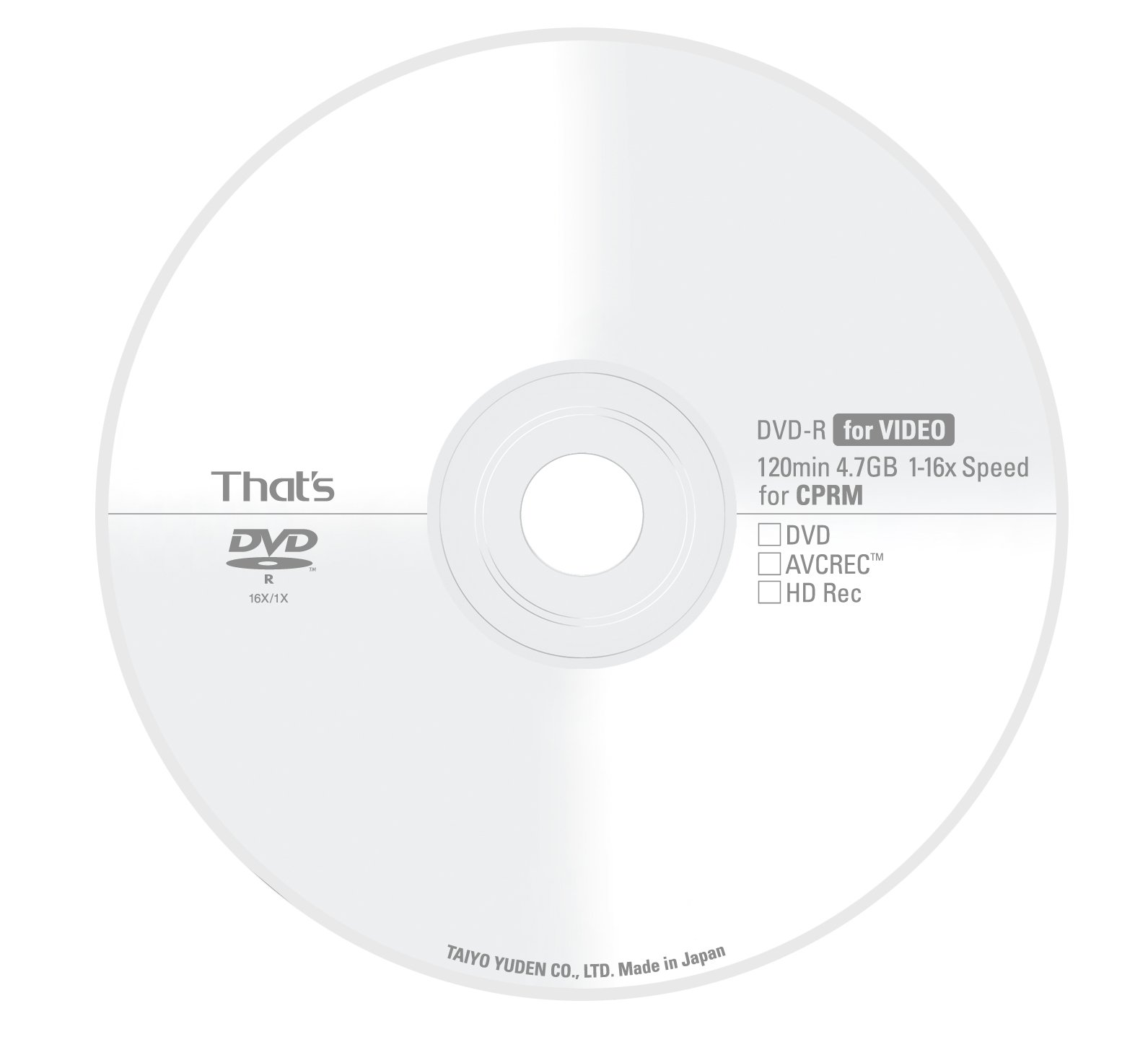 Amazon.co.jp: 太陽誘電製 That's DVD-Rビデオ用 CPRM対応16倍速120分