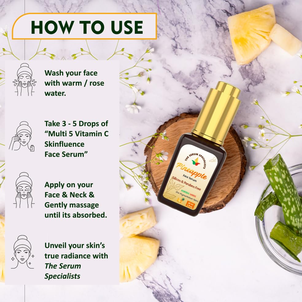 Image of Pineapple Face Serum - Exfoliates & Brightens Skin | Enriched with Pineapple Enzymes | Gentle Exfoliation & Radiance Boost | All Skin Types - 30ml