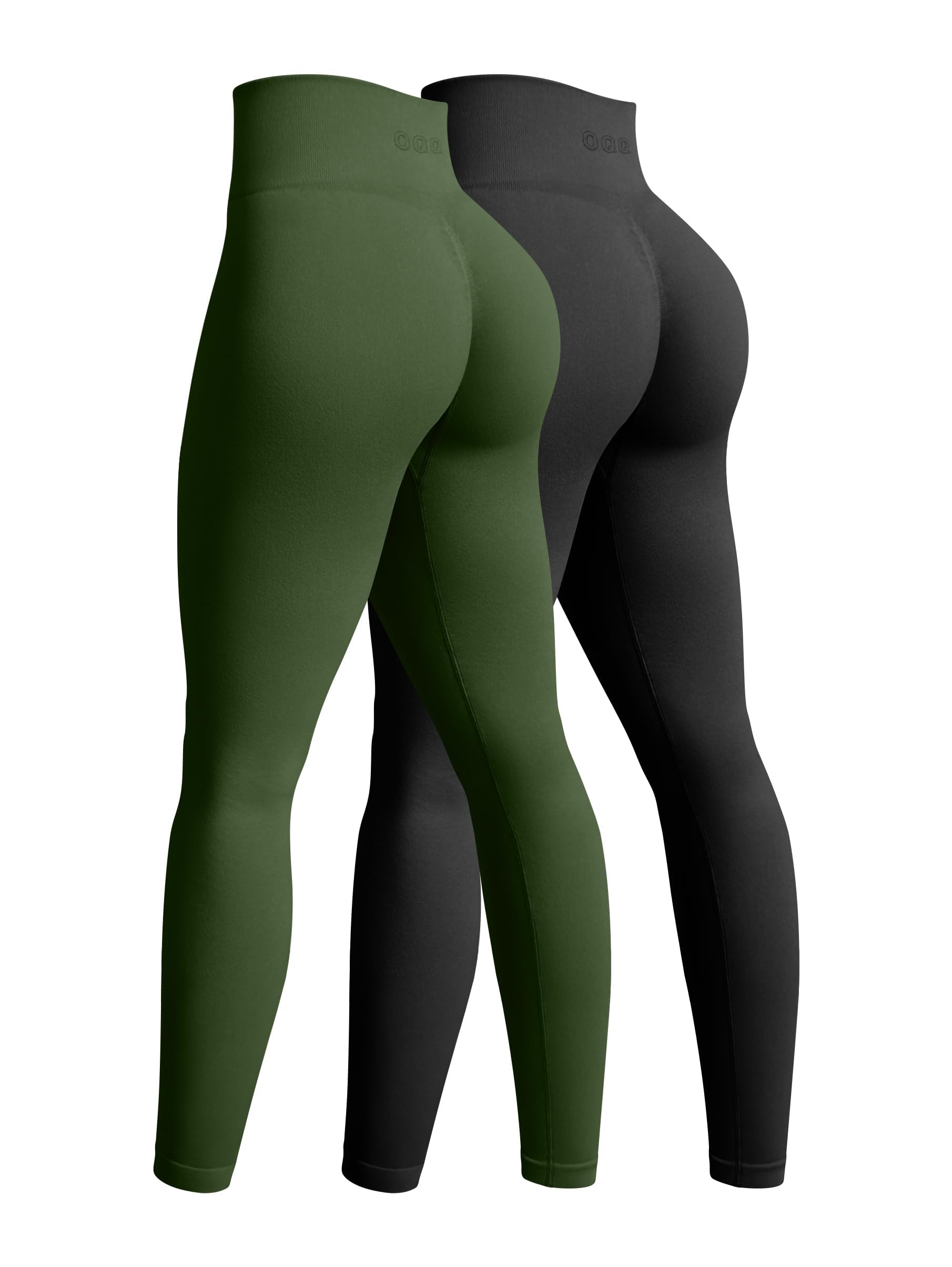 OQQ Paquete de 2 Leggings de Deporte para Mujer Cintura Alta Elástico Sin Costuras Leggings de Fitness Yoga