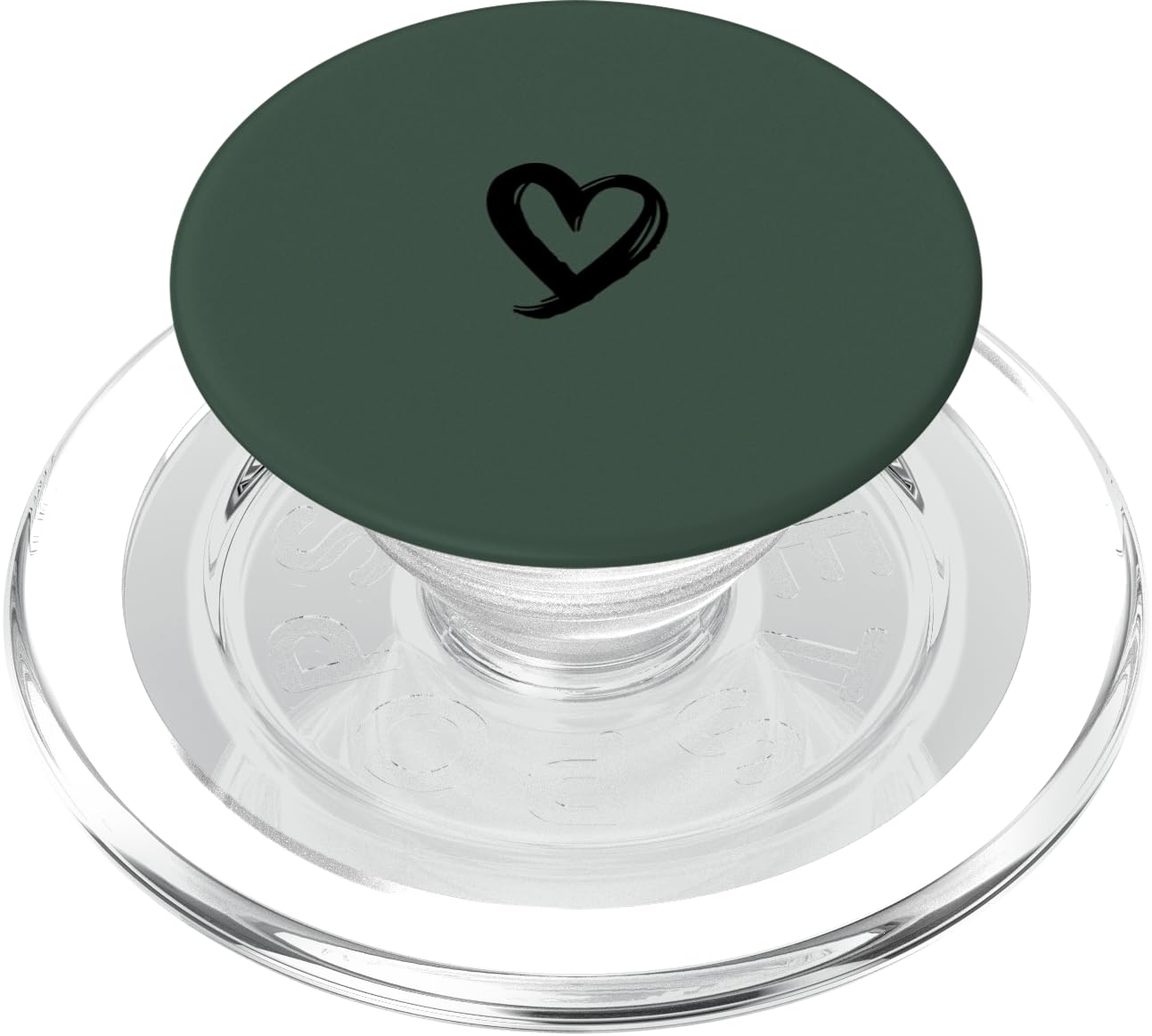 Black Minimalist Heart Hunter Green PopSockets PopGrip for MagSafe