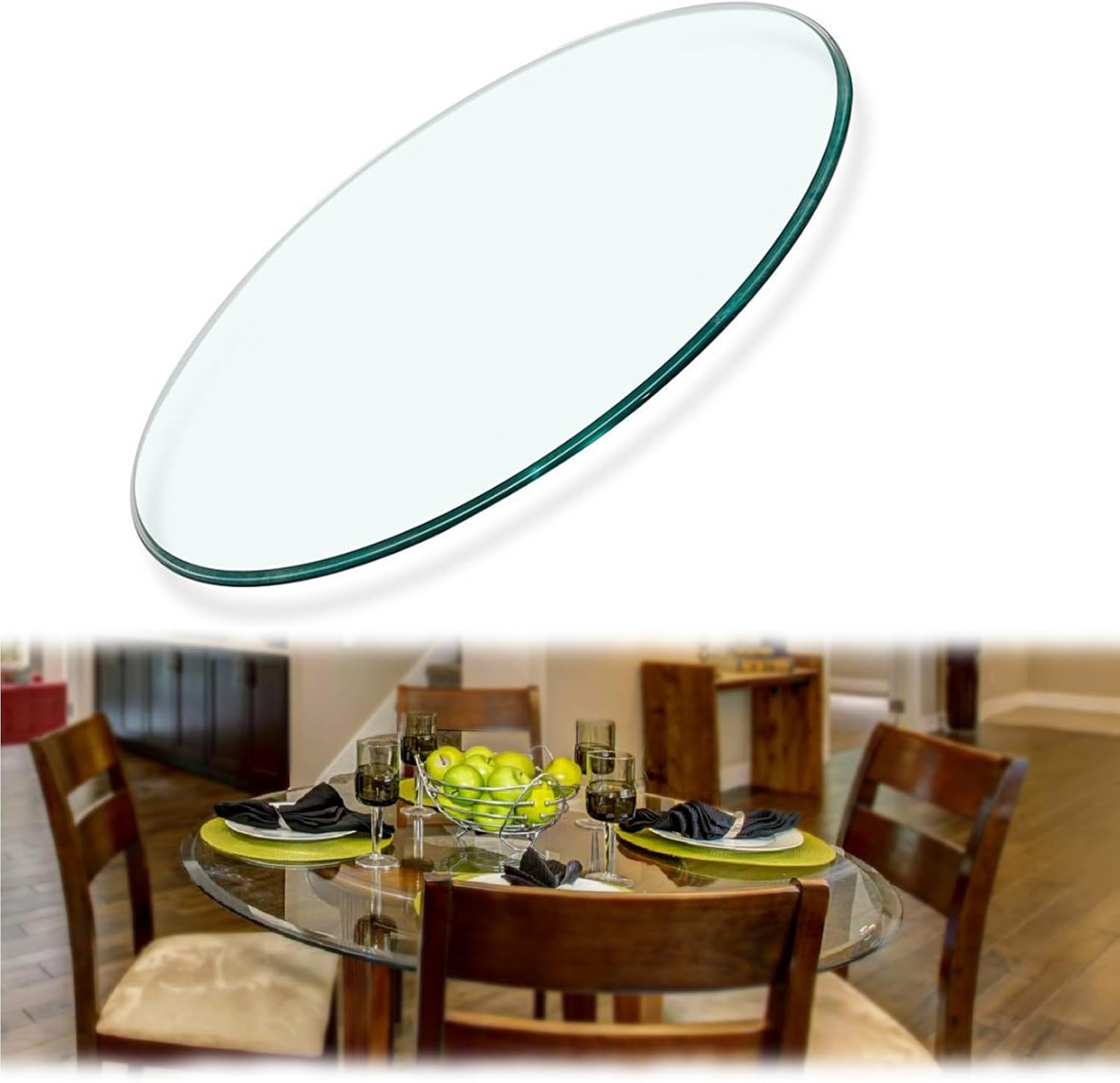 SAGIDAR Tempered Glass Round Table Top Round Glass Table
