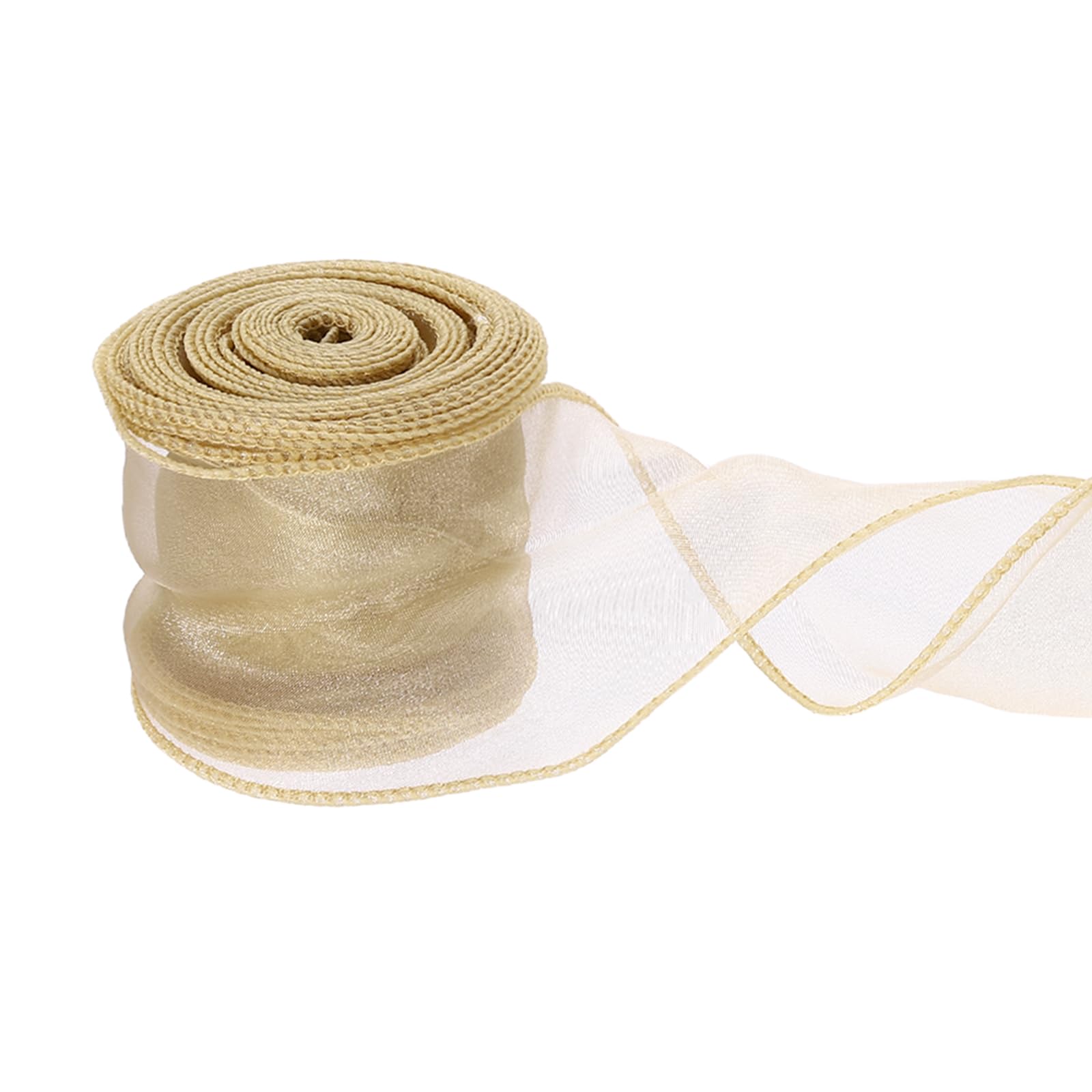 PATIKIL 60mm Wide Wired Chiffon Ribbon, 9.1m Sheer Wired Organza Ribbon Fishtail Yarn Gift Ribbons for Crafts Gift Wrapping Floral Bouquet,Gold โ image 1