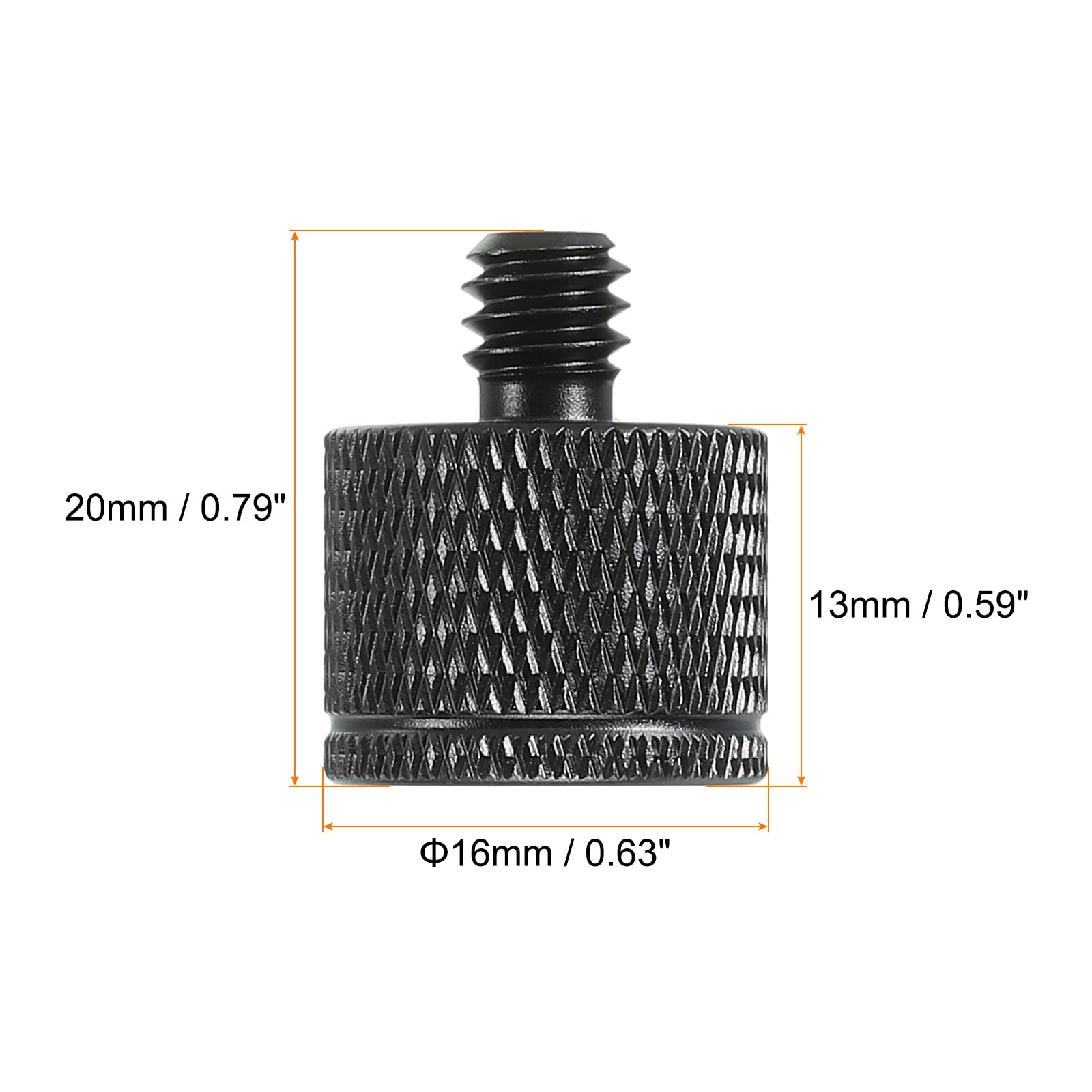 QUARKZMAN - Pack De 6 Adaptateurs De Pied Micro 1/4" Mâle Vers M6 Mâle - Alliage D'aluminium - Noir - Pour Trépieds Micro, Appareil Photo, Enregistreur