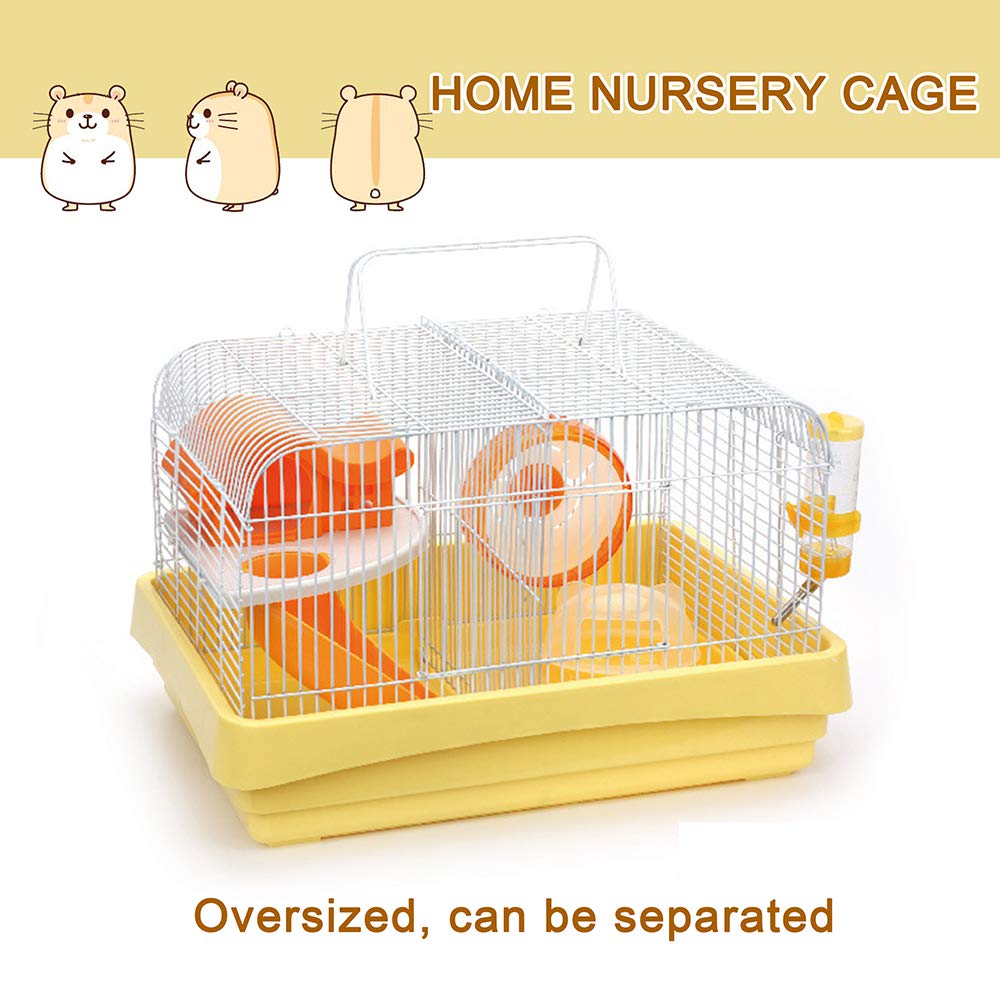 Hamster Jaula Hamster Villa Dedicado Inicio Nursery Jaula de hámster Oso de Oro, Gerbo, hámster Erizo Dedicado Den Casa de Lujo Conjunto de hámster Suministros Juguetes,Beige