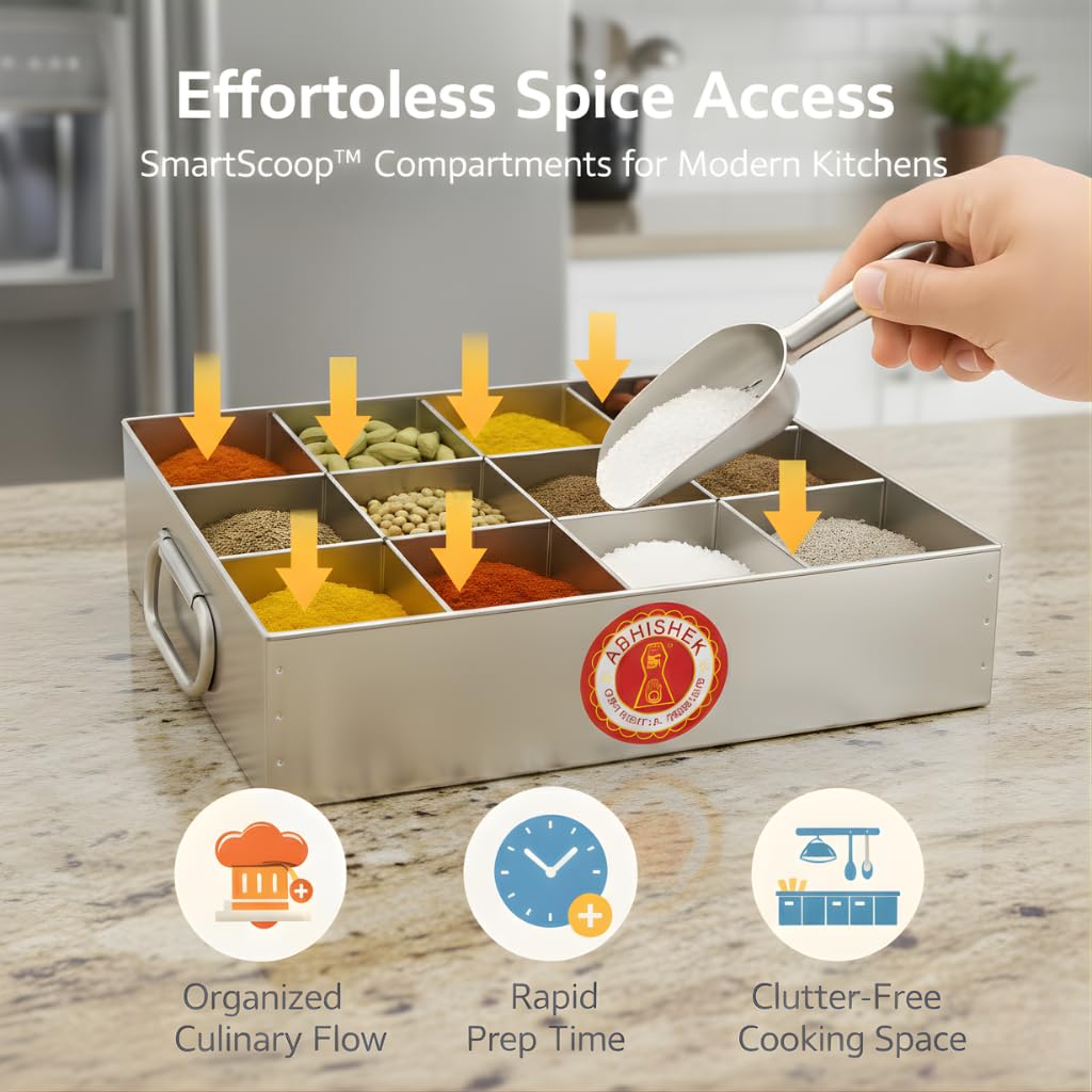 Stainless Steel Masala Dabba - 12 Compartments -7