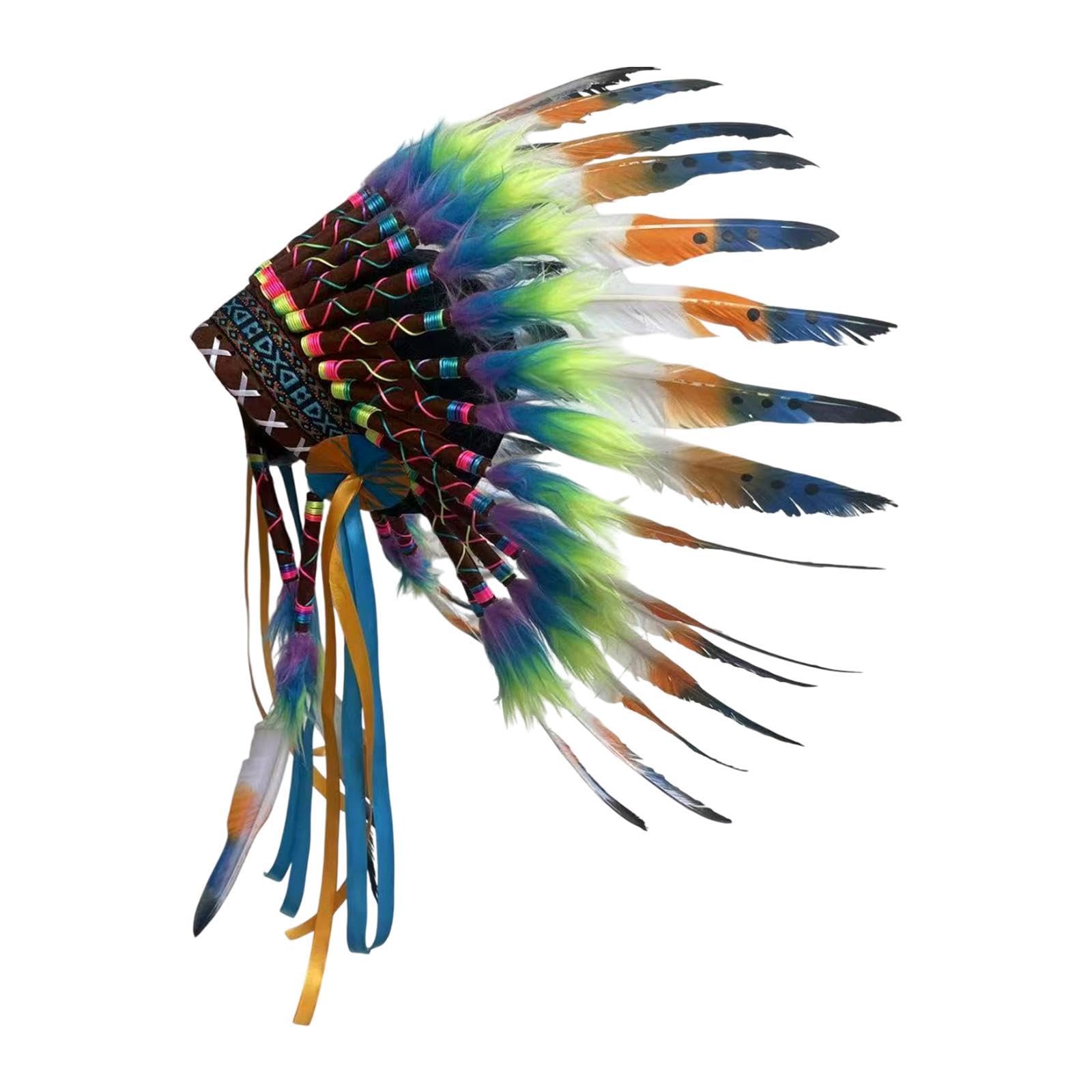 Artificial Feather Headdress Native Indian Style Headband for Cosplay Festival Dance Performance