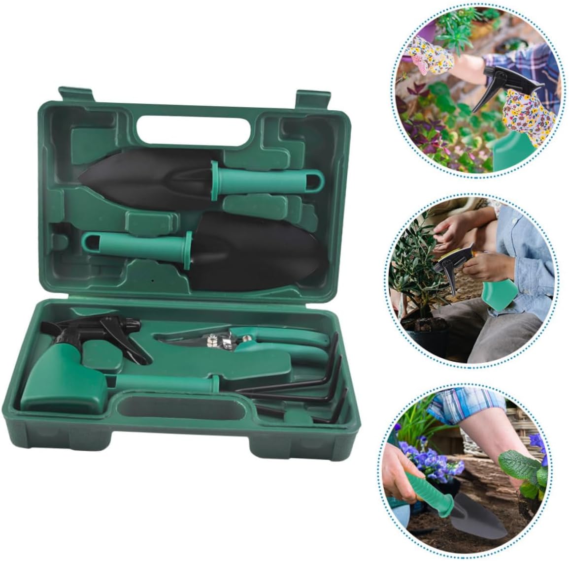 Gatuida Stainless Steel Garden Tool Set 5pcs with Shovel, Rake, and Gardening Scissors, Portable Carry Case for Outdoor Planting and Flower Gardening